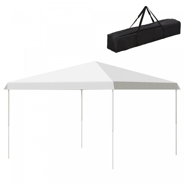 Outsunny Tonnelle Escamotable 13' X 13', Tente De Fete Reglable, Blanc