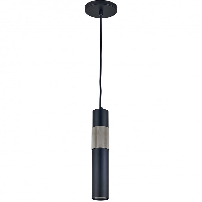 Luminaire suspendu Passwell de Dainolite avec fini noir mat et chromé satiné et 1 ampoule