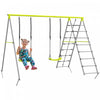 Outsunny 4 En 1 Swing En Metal Avec Double Balancoires, Grimpeur, Filet D'escalade, Heavy Duty Swing Set Pour Enfants, Tout-petits, Cour Arriere, Exterieur, Terrain De Jeu, Vert