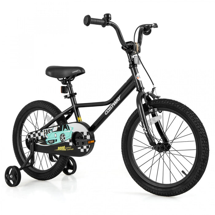 Costway 18\" Velo D'entrainement Pour Enfants Avec Roues D'entrainement Amovibles Pneumatiques Noir