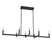 Lustre horizontal Nora de Dainolite avec fini noir mat et 8 ampoules
