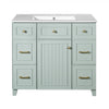 Norma Meuble-lavabo 36\" En Bois Massif Avec Vasque En Ceramique - Vert