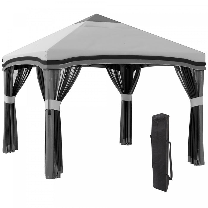 Outsunny 10' X 10' Tente De Fete Pliable Pop Up Canopy Avec Filets, Grise