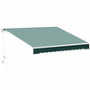 Outsunny 8'x7' Manuel Retractable Resistant A L'eau Pare-soleil Patio Auvent Abri Auvent De Terrasse Exterieure (vert Fonce)
