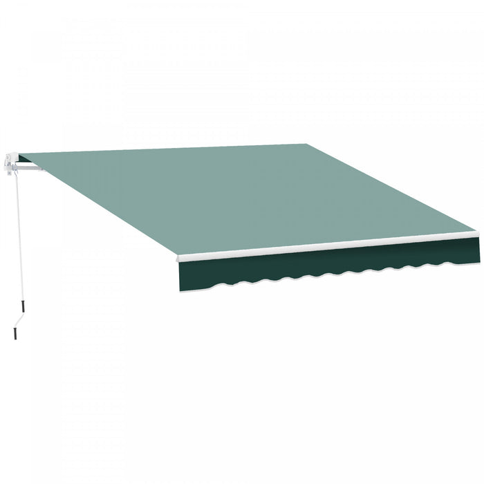 Outsunny 8'x7' Manuel Retractable Resistant A L'eau Pare-soleil Patio Auvent Abri Auvent De Terrasse Exterieure (vert Fonce)