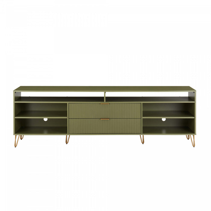 Meuble TV cannele moderne Dumbo 85\" en vert olive