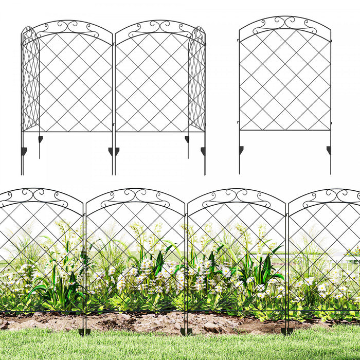 Outsunny Cloture de jardin 11,3', panneaux en acier, lot de 4, noir