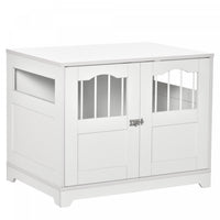 Pawhut Cage Pour Chien En Bois Avec Fenetres Multi-usage Portes Verrouillables Base Surelevee Pour C