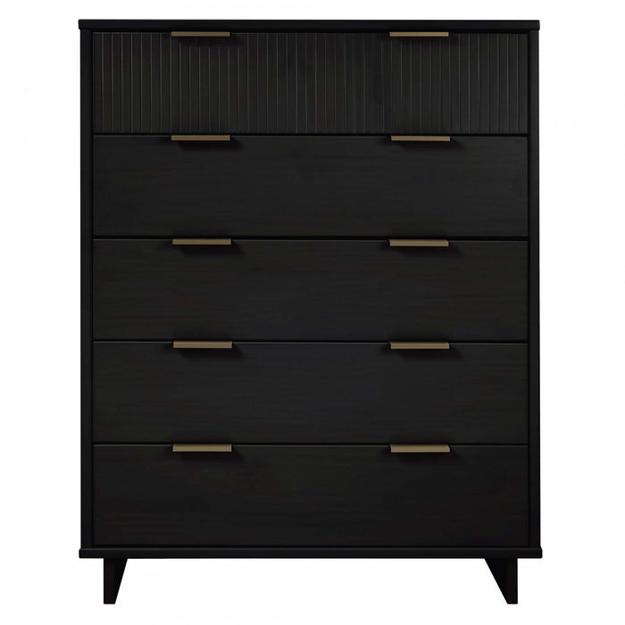 Commode Granville Moderne 38\" en noir (5 tiroirs)