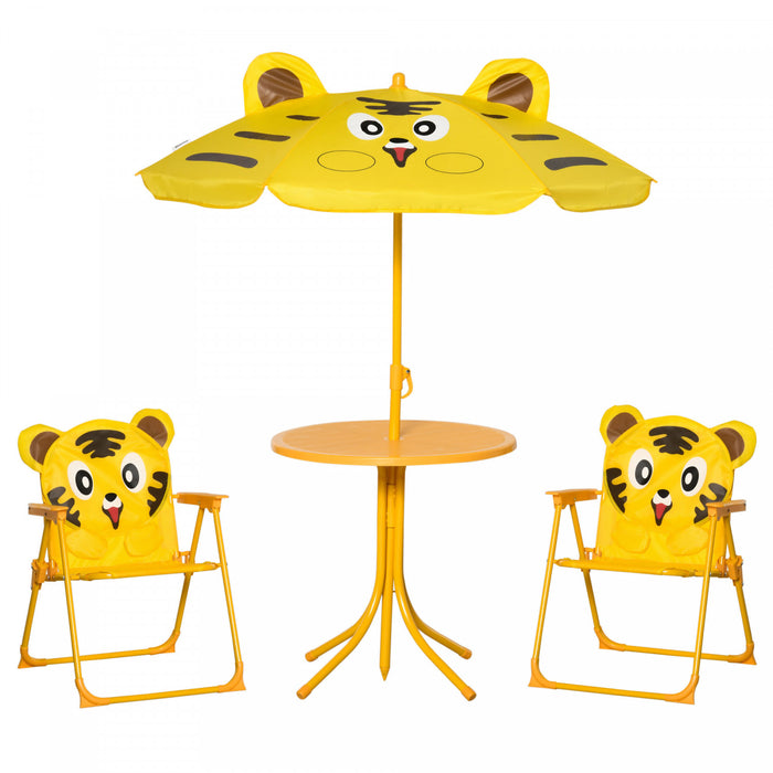 Outsunny Table de Pliage Pique-Nique Enfants avec Chaise et Parapluie Jaune
