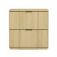  Table de nuit Clive style milieu du siecle moderne 56 cm en naturel et noir (2 tiroirs)