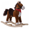 Qaba Enfants En Peluche Balade Sur Cheval A Bascule Enfant Animal Aventure Chaise A Bascule Jouet De Jeu Avec Echarpe Sonore Incluse Rouge Marron