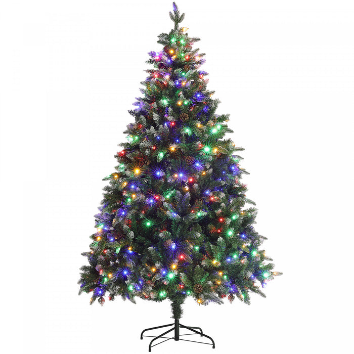 HOMCOM Arbre de Noel artificiel pre-eclaire 6 pi avec lumiere LED bicolore