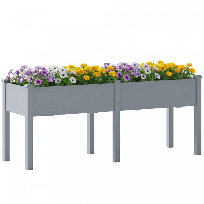 Outsunny Jardiniere Surelevee en Bois a 2 Niveaux avec Pieds, 60 x 25 x 70 cm