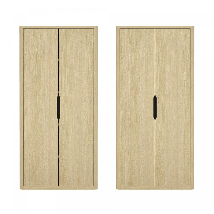 Armoire bibliotheque moderne Rivington 38\" en chene naturel - Lot de 2