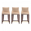 Tabouret de comptoir moderne en bois avec assise rembourree Shubert, couleur beige - Lot de 3