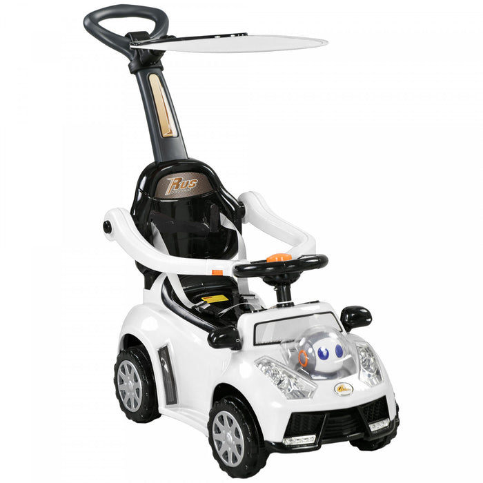 Qaba Voiture 3 En 1 Pour Enfants Voiture Coulissante Pour Tout-petit, Blanc