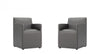 Fauteuil moderne en cuir vegetalien Anna Square en graphite - Lot de 2