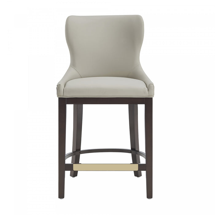 Tabouret de comptoir Blair moderne en bois avec revetement en tissu couleur pierre