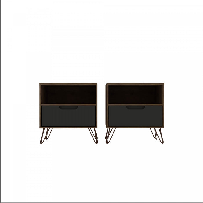 Table de nuit Rockefeller Mid-Century Modern 20\" en gris (1 tiroir) - Lot de 2