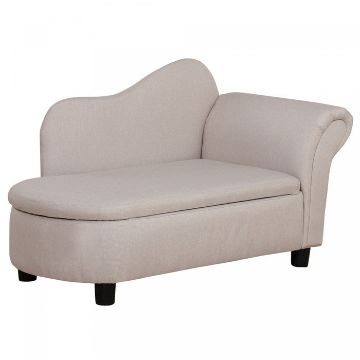 Qaba Fauteuil Enfant Design Canape Pour Enfants Compartiment De Rangement Grand Confort Accoudoirs Assise Dossier Garnissage Mousse Haute Densite Dim. 31.5\"l X 15.75\"l X 19.25\"h Beige
