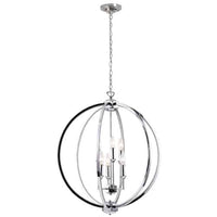 Lustre Karland de Dainolite de 24 po de diamètre avec bande cloutée de cristaux, fini chromé poli et 6 ampoules