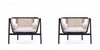 Fauteuil d’appoint chic industriel Versailles en bois et cannage, creme – Lot de 2