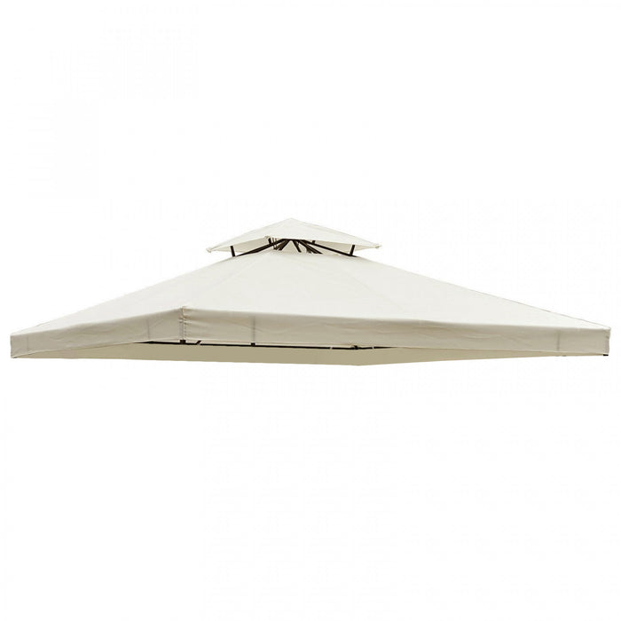 Outsunny 9,8 'x 9,8' Carre 2 Niveaux Belvedere Auvent Remplacement Couverture Superieure Exterieur Jardin Pare-soleil, Blanc Creme