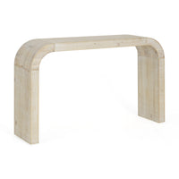  Cedar Table Console en Bois 52 po avec Bord Courbe et Finition Vieillie, Naturel