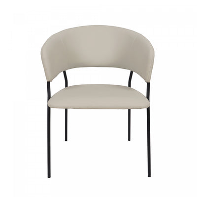 Slate Contemporary Modern Vegan Leather Metal Armchair in Stone Gray - Set of 2 | Fauteuil contemporain moderne en cuir vegetalien avec accoudoirs en metal, coloris gris pierre - Lot de 2