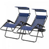 Chaise Longue Pliable 2 Pieces Outsunny Avec Auvent, Bleu