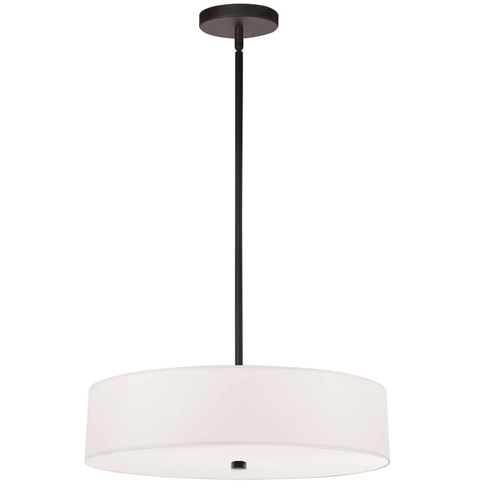 Luminaire suspendu Everly de Dainolite avec abat-jour blanc, fini noir mat et 4 ampoules
