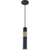 Luminaire suspendu Passwell de Dainolite avec fini noir mat et laiton vieilli et 1 ampoule