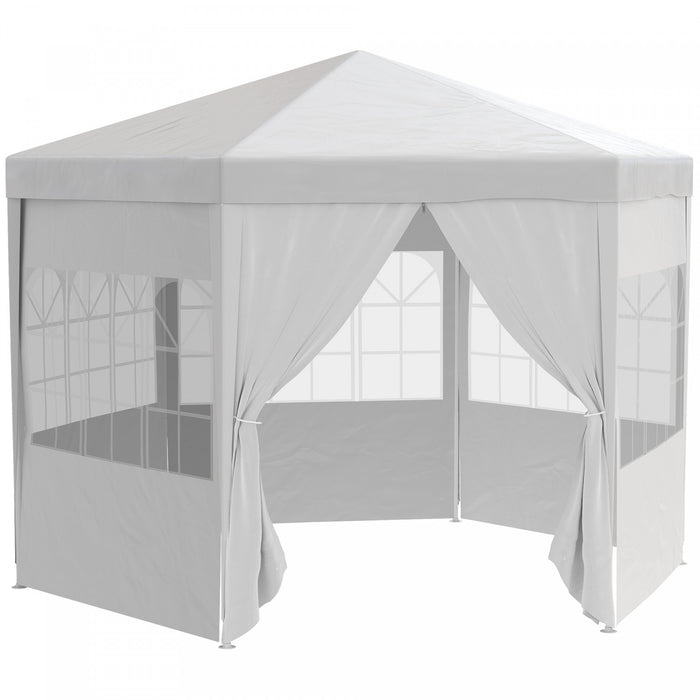 Outsunny 13ft Tonnelle Barnum De Jardin Tente De Reception 6 Parois Laterales Amovibles Fenetres Porte Zippee Blanc