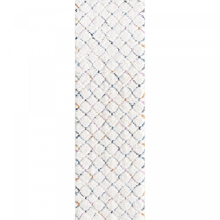 Carpette à poil long Lola à motif de treillis - 2 pi 7 po x 8 pi