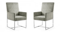Chaise de salle a manger moderne Element en velours et metal acier - Lot de 2
