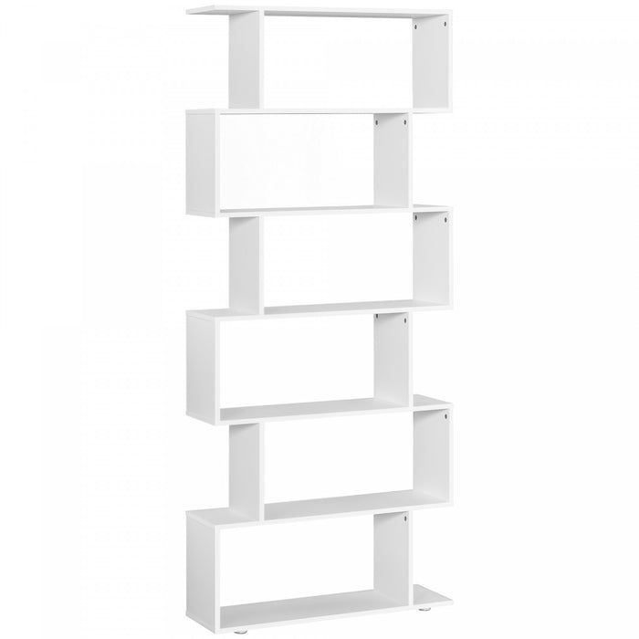 HOMCOM Bibliotheque 6 Etageres en Forme S, Separateur Bureau Maison Blanc