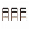 Tabouret de bar moderne Patricia en bois et tissu noir - Lot de 3