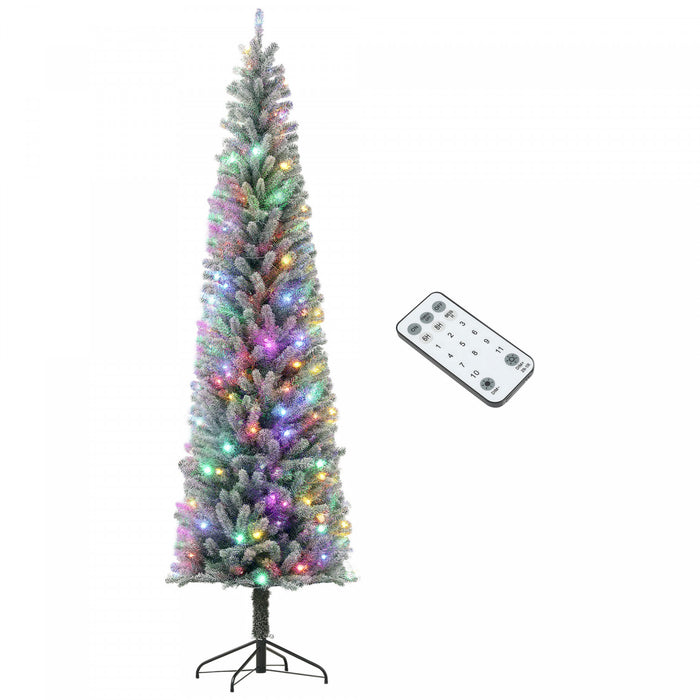 HOMCOM Arbre de Noel artificiel de 9 pi avec lumieres, arbre de Noel floque