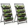 Costway 2pcs 4 Ft 4-tier Lit De Jardin Eleve Vertical Planteur Eleve W / 4 Boites De Conteneur