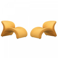 Fauteuil d’appoint moderne en melange de laine Rosebud jaune – Lot de 2