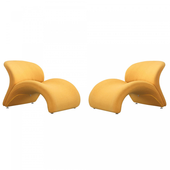 Fauteuil d’appoint moderne en melange de laine Rosebud jaune – Lot de 2