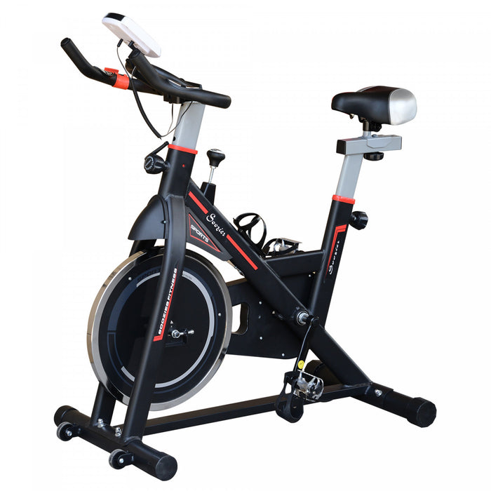 Velo D'exercice Stationnaire Vertical Soozier Velo D'entrainement D'entrainement Cardio D'interieur Avec Support De Telephone Pour Moniteur Lcd A Resistance Reglable Noir