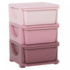 Qaba Unite De Rangement Pour Enfants A 3 Niveaux, Coffre A 3 Tiroirs, Organisateur De Jouets, Bacs En Plastique Pour Chambre, Creche, Jardin D'enfants,pour Garcon, Fille, Rose