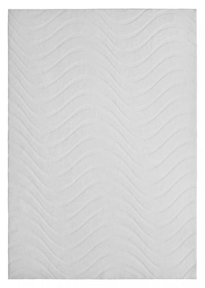 Tapis Lavable A Poils Longs Motif Vagues Blanc Perle 8'x10'