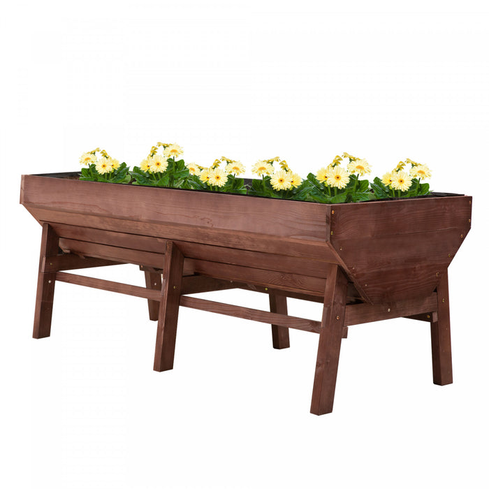 Outsunny Jardiniere Sur Pieds Potager Sureleve Tissu Non-tisse Inclus Bois Massif Sapin Rouge Fonce
