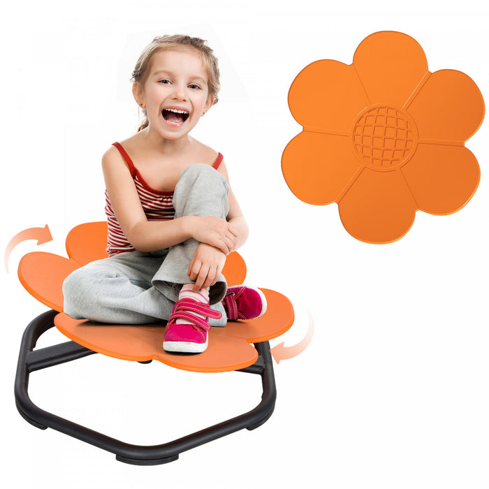Chaise pivotante Qaba pour enfants, chaise pivotante sensorielle en forme de fleur pour l'entrainement de la coordination corporelle, tabouret oscillant antiderapant, orange