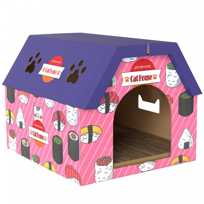 2-in-1 Cardboard Cat Scratching Pad with Vents Grass, Pink