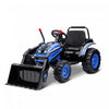 Aosom Bulldozer Pelle 6v Alimente Par Batterie Double Moteur Tracteur De Construction Musique Phare Avancer En Arriere Pour 3-5 Ans Bleu
