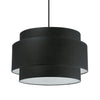 Petit lustre Priya de Dainolite avec abat-jour noir et blanc, fini noir mat et 4 ampoules